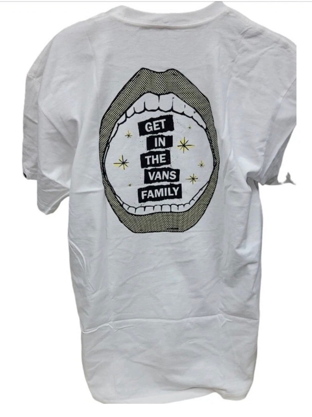 Vans White Short-Sleeve Graphic Tee with Black and Gold Print